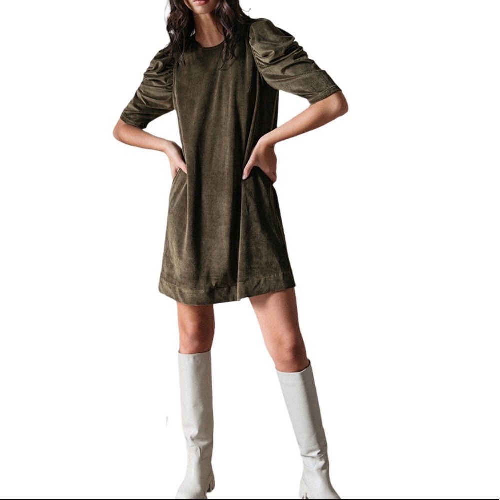 Grace and Mila Women’s Kaki Green Robe Doha Mini Dress Size Large